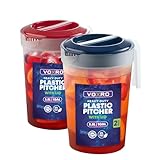 2-Pack 1-Gallon Plastic Pitchers with Lids – Iced Tea Pitchers with Twist Cover BPA-Free, Dishwasher & Freezer Safe, Ideal for Water, Juice & Fridge Storage