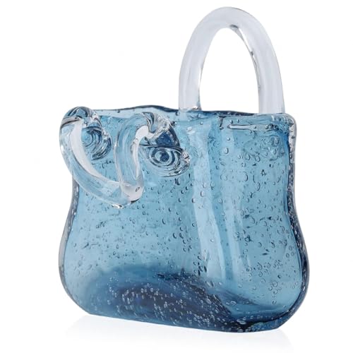 Florero De Vidrio para Bolso, Pecera con Burbujas Florero con Forma De Bolso Glass Bag, para Flores, Centros De Mesa, Cocina,Style2-Blue