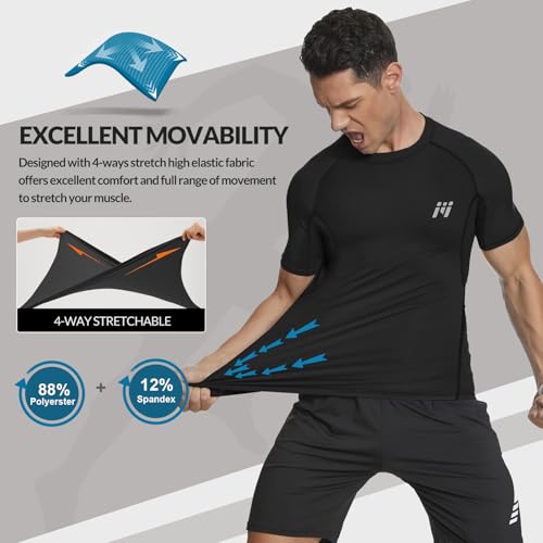 Men’s Compression Shirts Short Sleeve Workout Shirt, Quick Dry Top Baselayer Athletic Shapewear Undershirts for Men3