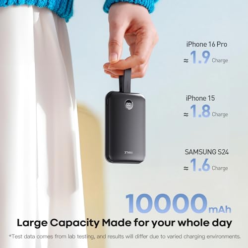 Image of iWALK Magnetic Power Bank 10000mAh, 30W Wireless Portable Charger with Fast Charging USB-C Cable,Qi2 Certified 15W Battery Pack with LED Display for iPhone 17 /16 /16 Pro /15 /14 /13 Series, Samsung Galaxy