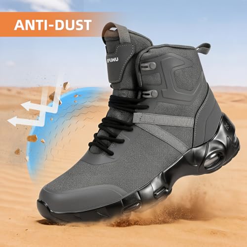 Image of Military Tactical Boots Men Wide Waterproof 6 Inches | Non Slip Side-Zip Combat Hiking Work Boots Lightweight Durable