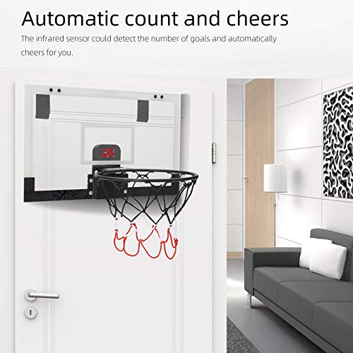 PELLOR Mini Basketballkorb fürs Zimmer Mini Basketball mit elektronischer Bewertungsfunktion und Sound, hängendes Basketballbrett mit 2 Bällen und Pumpe Indoor Outdoor Wurfspiele für Kinder - Image 3