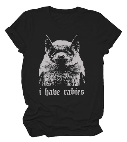 Image of I Have Rabies T-Shirt, Vintage Dark Humor I Have Rabies Bat Tee for Women Men
