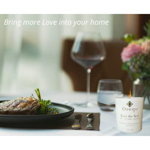 Oseqo Rose Scented Aromatherapy Candle + Rose Quartz Healing Energy Crystals Wellness,Stress Relief,Relaxation, Spiritual Cleansing | 100% All Natural Soy Wax Wood Wick | Large White Jar | Home Decor #TOP6