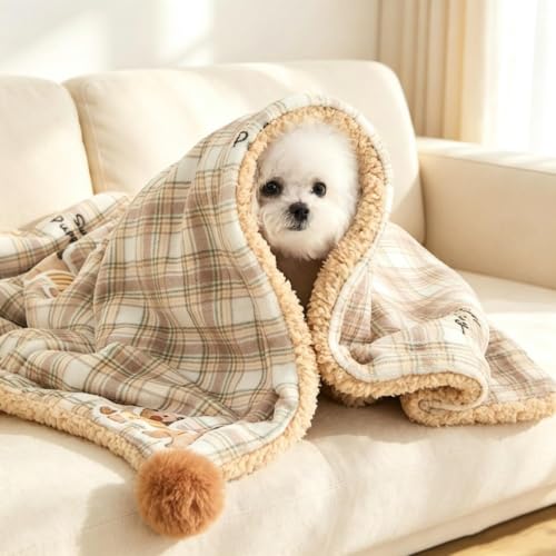 Pet Blanket and Pillow Set Thick and Warm Dog Blanket with Small Pillow | Fluffy Puppy Blanket for Small Dogs Cat Throw Blanket for Couch Bed Winter Pet Supplies Holiday Gifts for Pets Lovers - image 4