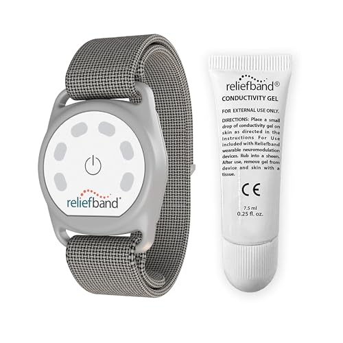 Reliefband New Sport Anti-Nausea Wristband | Waterproof | Nausea & Vomiting Relief for Motion Sickness & Morning Sickness | Drug & Side Effect Free Long Lasting Fast-Acting (Grey 1 Extra Gel Tube)