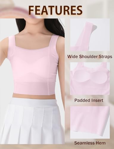 Happy Cherry Teen Girls Training Bras Padded Sports Bra Soft Tank Camisoles with Bra Pads for Girls 7-16 Years3
