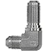 Brennan Industries 2701-03-03-FG Forged Steel Bulkhead 90 Degree Elbow Tube Fitting, 3/8"-24 SAE x 3/8"-24 SAE Thread, 3/16" Male JIC x 3/16" Male JIC