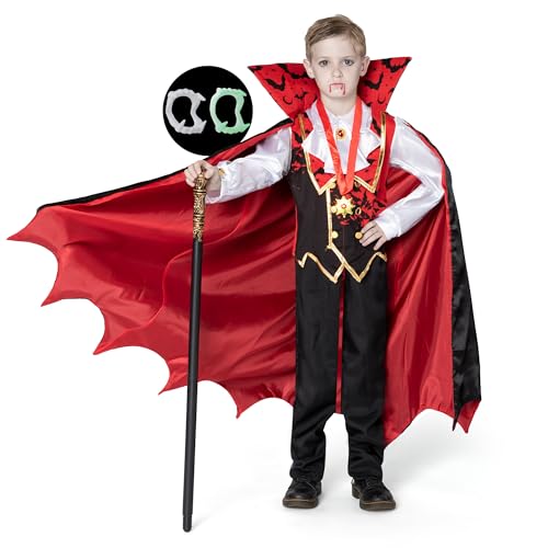 Disfraz infantil de vampiro rojo para niño