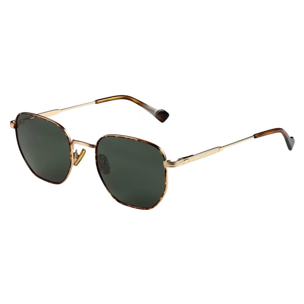 Gafas de sol polarizadas de estilo retro con montura metálica y protección UV.