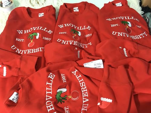 Embroidery Whoville University shirt, Sweatshirt - Christmas shirt, Cute Christmas Shirt3