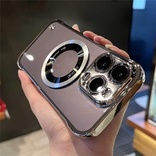 Étui de placage argent pour iPhone 14 Plus transparent et magnétique au profil sans cadre