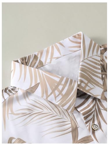 GORGLITTER Men's 2 Piece Matching Outfits Tropical Print Short Sleeve Button Down Hawaiian Shirt and Shorts Set3