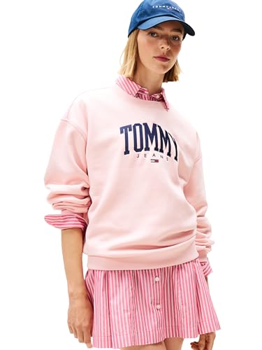Tommy Jeans Women's Collegiate Crewneck Sweatshirt, PINK DREAM X-Large