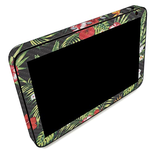 Image of MightySkins Carbon Fiber Skin Compatible with Amazon Echo Show 8 (Gen 2) - Dark Hibiscus | Protective, Durable Textured Carbon Fiber Finish | Easy to Apply | Made in The USA