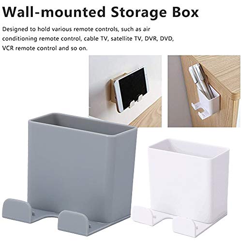 2 Pack Wall Mount Phone Holders, Phone Holder For Wall Adhesive Cell Phone Smartphone Charging Brackets Holders Shelf Remote Control Stand Organizer Storage Box For Bedroom Bathroom Office #TOP2