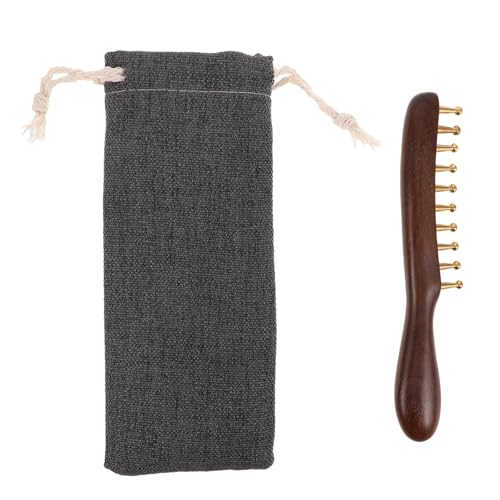 Ipetboom Peine de Masaje de Sándalo Dorado Peine de Madera Natural para Masaje del Cabelludo con Dientes de Herramienta de Raspado Gua Sha para Desenredar y Masajear el Cabello