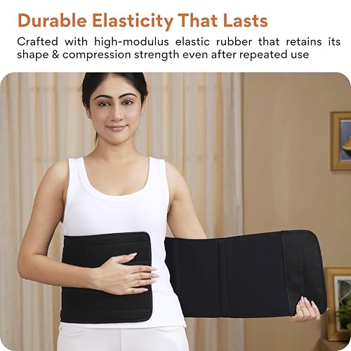 Image of FOVERA Abdominal Belt After Delivery for Tummy Reduction - Lumbo Sacral Lower Back Pain Relief Binder - Breathable Post C-Section Waist Support | For Women & Men (Regular, Pack of 1)