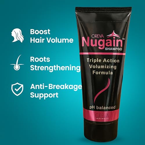 Image of Rotex Oreva Nugain Shampoo 100gm (Pack of 2) | Triple Action Volumizing Formula | Helps Reduce Hair Fall Due to Breakage | pH Balanced | Strengthens & Nourishes Hair | Suitable for All Hair Types
