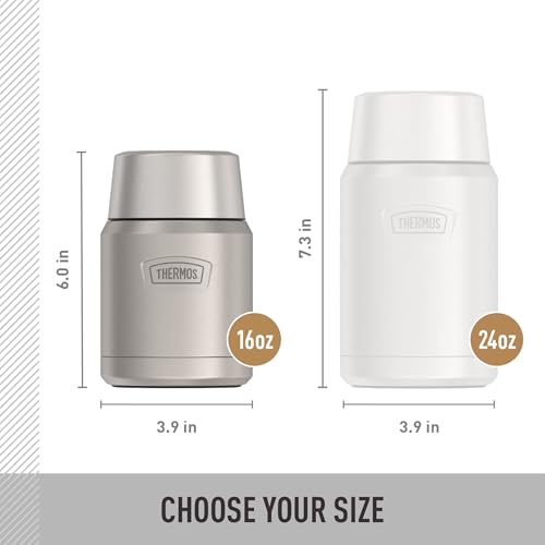 Image of THERMOS ICON Stainless Steel Food Jar with Spoon, 16 Ounce, Matte Stainless
