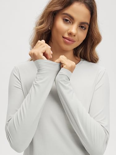 Image of ODODOS Women's Long Sleeve T-Shirt - Ultra Soft odSTRATUM Tech Performance Top UPF 50+ Breathable Crew Neck Pullover