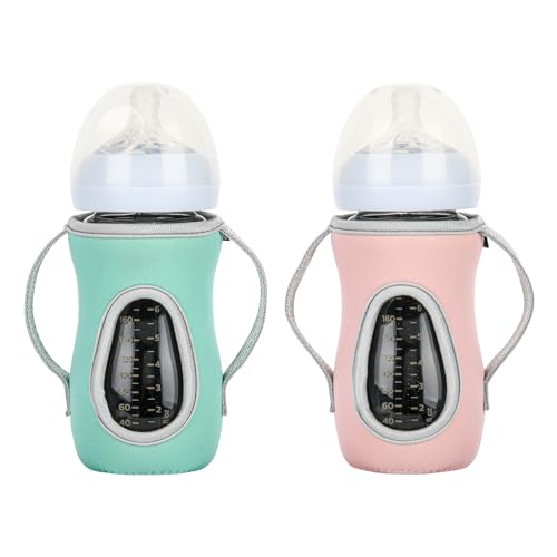 Image of Beautyflier 2PCS Sleeve Covers for 8 oz Philips Avent Glass Natural Baby Bottle, Reusable Insulator, 3.3mm Thicken Heat and Cold Retention Baby Bottle Sleeve, Non Slip Grip, Sleeve Only