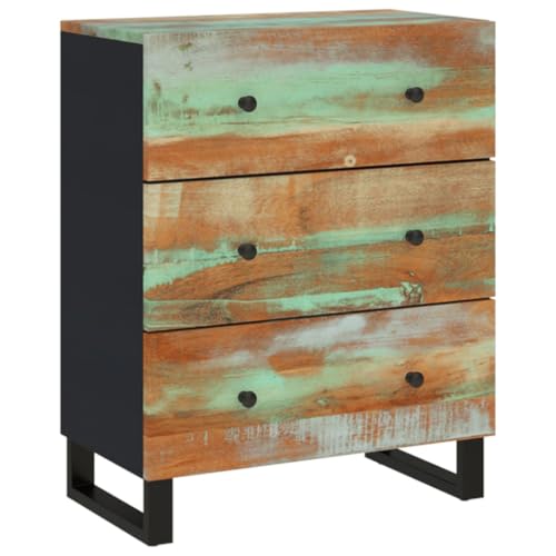 Ziaphsol Zestaw 2 komód z litego drewna odpadowego 60 x 33 x 75 cm, wszechstronne komody z dużą ilością miejsca do przechowywania, idealne jako kredens, bufet lub szafka pod telewizor do salonu