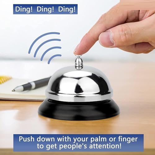 Image of 1Pcs Metal Office Bell Buzzer for Quiz Call Manual for Reception Desk Assistance, School, Church, Classroom, Hospital 8.5 x 5.5 cm