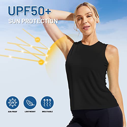 MIER Women's Sleeveless Workout Shirts UPF 50 Sun Protection Running Gym Tank Top Dry Fit Exercise Tennis Muscle Tee3