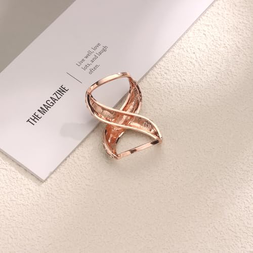 Image of Rhinestone Infinity Silk Scarf Ring Brooch for Women Fashion Crystal X Chain Shawl Scarves Buckle Clip Brooches Dainty Dress Accessories Wedding Birthday Jewelry Gift