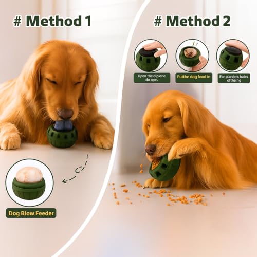 Image of Dog Chew Toys for Aggressive Chewers Large Medium Breeds, Puzzle Toys Interactive Treat Dispensing Slow Feeder Indestructible Durable Safe Rubber Teeth Clean Toys (Green Small)