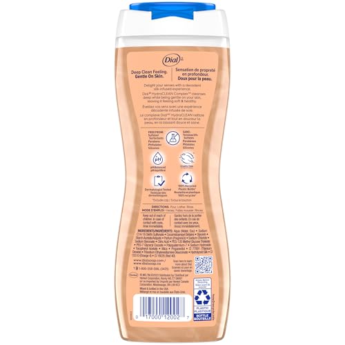 Image of Dial Body Wash, Hydraclean Complex & Vitamin E, Gentle, Leaves Skin Feeling Nourished, Dermatologist-Tested, No Parabens & Sulfates, Pamper & Indulge, Silk & Seaberry, 16 fl Oz (Pack of 4)