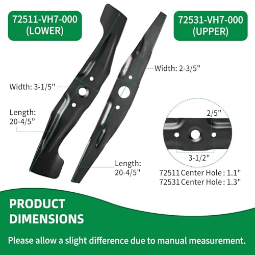 wyevee Mower Blades - Product Dimensions