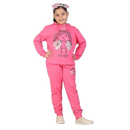 Image of LABEL MY Girls Cotton Loop Knit Full-Sleeve Printed Hoodie Sweatshirt & Joggers Tracksuit | Comfortable and Stylish Coord Set for Kids & Teens| 5-16 Years