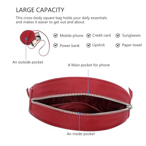 Image of Circle Crossbody Bag for Women NYLON Circle Purse with Zipper Adjustable Knot Shoulder Straps