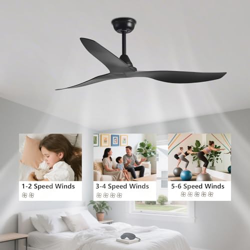 Ventilateur de plafond 6 vitesses silencieux et réversible avec télécommande - 3