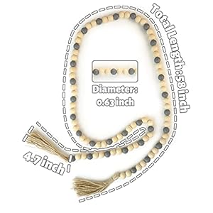 Wooden Beads Garland with Tassels, 61 Inch Wood Bead Garland, Modern Farmhouse Decor, Boho Home Decor Clearance Wooden Beads Garland with Tassels 61 Inch Wood Bead Garland Modern Farmhouse Decor Boho Home Decor Clearance