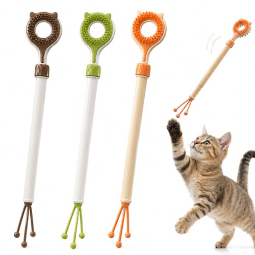 Evita el aburrimiento de tu mascota con el rascador extensible y cepillo para gatos