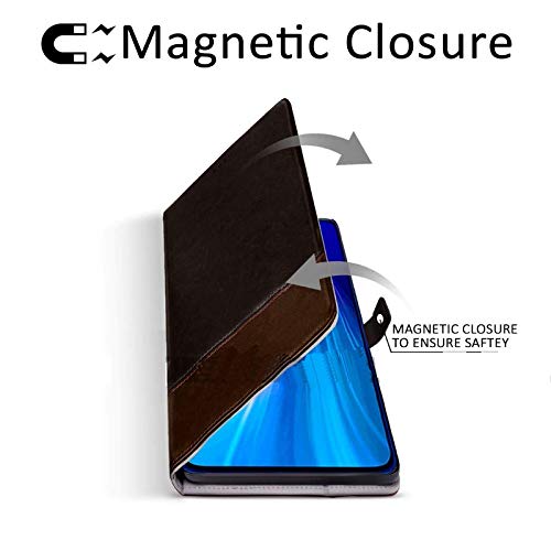 Image of Perkie Handmade Zorro Series Faux Leather Wallet Flip Case Kick Stand Magnetic Closure Flip Cover for Motorola Moto G54 5G (Coffee with Brown)