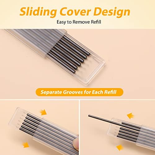 SAVITA 18pcs Black Pencil Refills, 2.8mm Solid Construction Pencil Refills Mechanical Pencil Refill for Deep Hole Mechanical Construction Drawing Woodworking