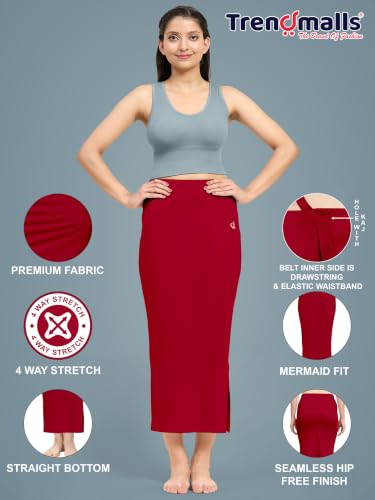 Image of TRENDMALLS Women's Polyester Spandex Stretchable Straight Saree Shapewear Petticoat for Women, Cotton Blended, Skirts for Women, Saree Shaper