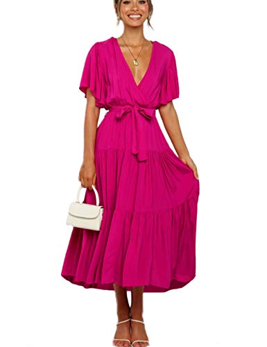 Vestido De Playa Bohemio Para Mujer - Largo, Sin Mangas, Floral, Con Bolsillos, Poliéster, Ideal Para Verano