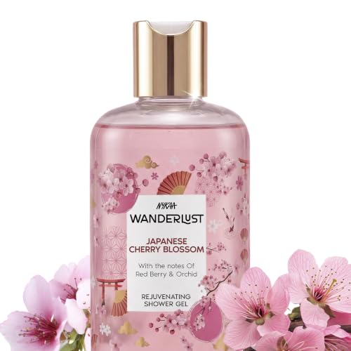 Image of Nykaa Wanderlust Japanese Cherry Blossom Moisturising Body Lotion, 300 ml | Red berries and Sakura Perfume | Lightweight, Long-Lasting Hydration | Vegan, Paraben-Free I | Suitable for All Skin Types