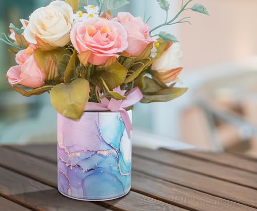 Image of Large Capacity Colored Pen Holder for Desk, Leather Pencil Holder Pen Cup Marker Holder Makeup Brush Holders, Desk Accessories & Workspace Organizers for Home, Office, Pink Blue Marble