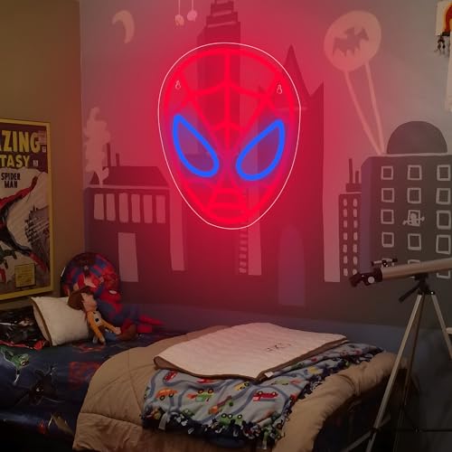 Image of Spider Neon Sign,Spider LED Sign for Children Room,Anime Neon Lights,Superheo Light Up Sign for Bedroom,Game Room,Cool Gifts for Man,Children,Teen Boys,Anime Movie Fans,Size 13.4 * 10.6 in(XD132)