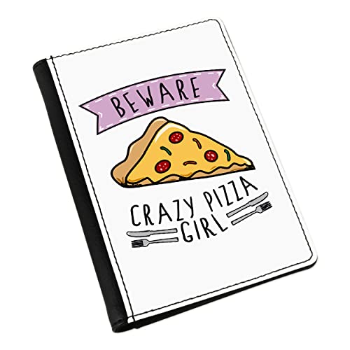 Étui passeport Attention Fou Pizza Fille cadeau original pour voyageuse