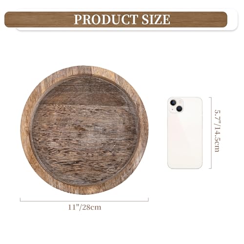 Hanobe Wooden Candle Holder Tray: Round Decorative Candle Plate Farmhouse Table Centerpiece Rustic Wood Tealight Pillar Trays for Christmas Wedding Halloween Home Decor