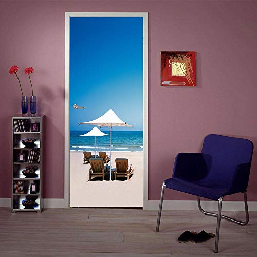 YQLKD Stickers Porte Bord De Mer Loisirs Plage Autocollant De Porte 3D Papier Peint Auto-Adhésif sur Les Portes Affiche