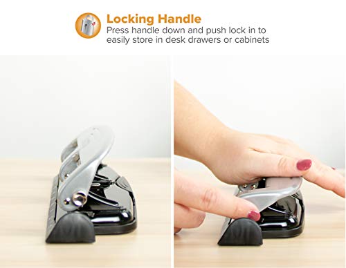 Bostitch Office Three-Hole Punch, Silver/Black (2101), 12 Sheet Black #TOP3