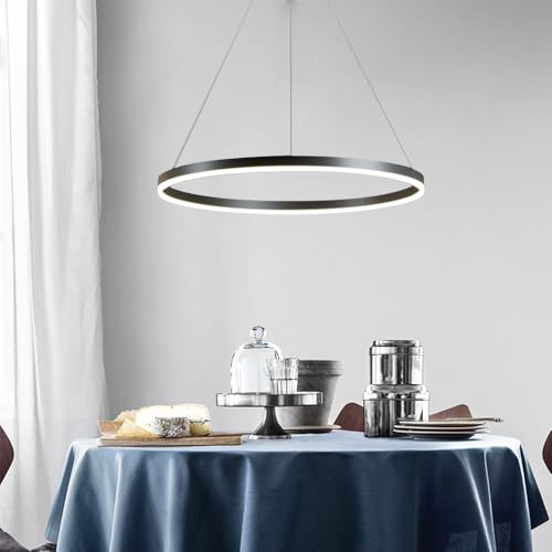Lámpara colgante para sala de estar y cafetería moderna con anillo LED 4